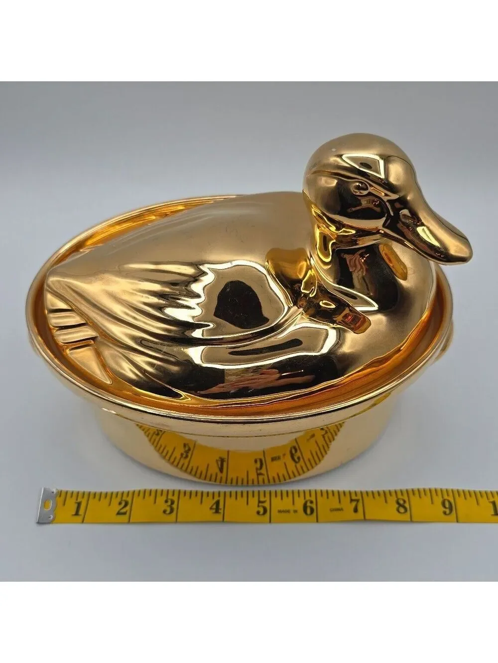 Vintage Hall China Golden Glo 24K Duck Covered Casserole Gump's San Francisco